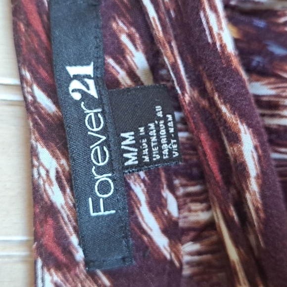 Forever 21 Boho Ikat Print Pleated Midi Side Pockets Flowy Rust A-line Skirt - Picture 3 of 11